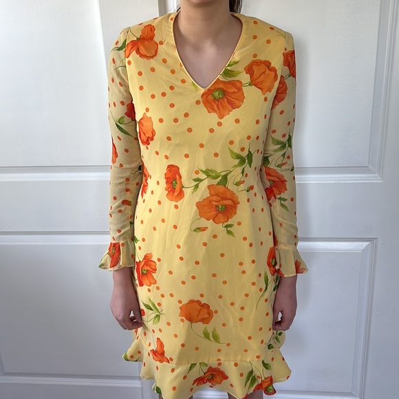 Vtg 60s 70s yellow POPPY orange dress by Ruth Chagnon size S M - Picture 6 of 9